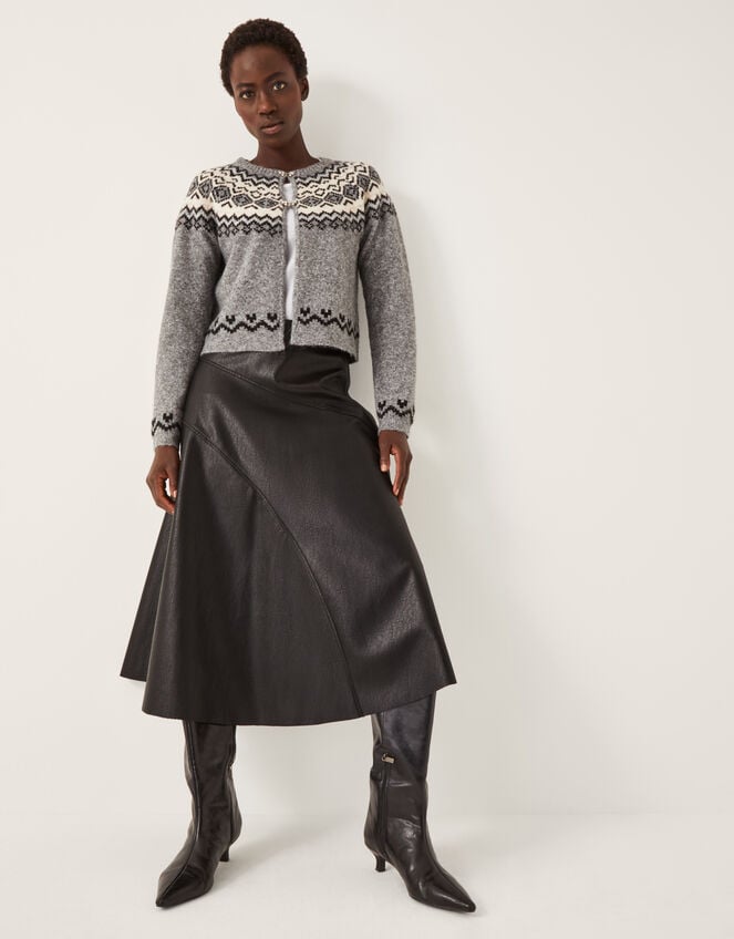 Fina Fair Isle Cardigan, Grey (GREY), large