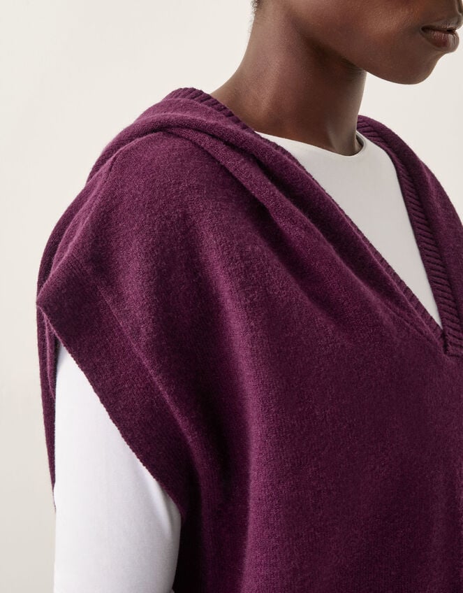 Holly Hooded Knitted Vest, Red (BERRY), large