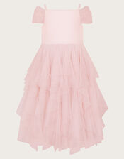 Scarlett Bardot Tulle Ruffle Dress, Pink (PINK), large