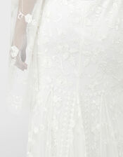 Evelina Bridal Fluted Sleeve Embellished Dress, Ivory (IVORY), large