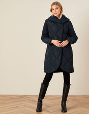 Terry Diamond Padded Coat, Blue (NAVY), large