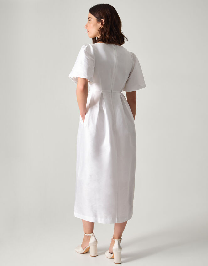 Sloane Short Sleeve Midi Wedding Dress, Ivory (IVORY), large