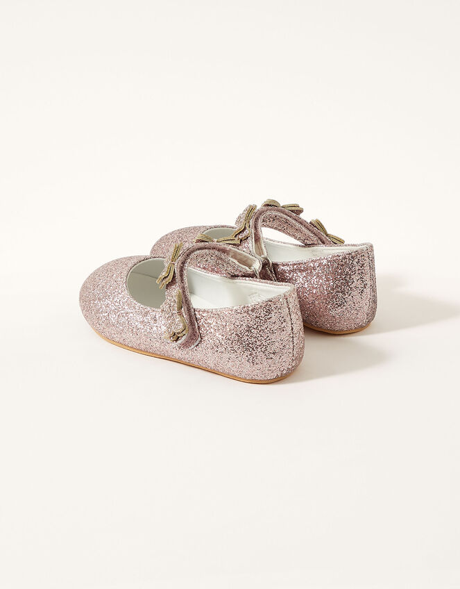 Glitter Butterfly Strap Walker Shoes, Gold (ROSE GOLD), large