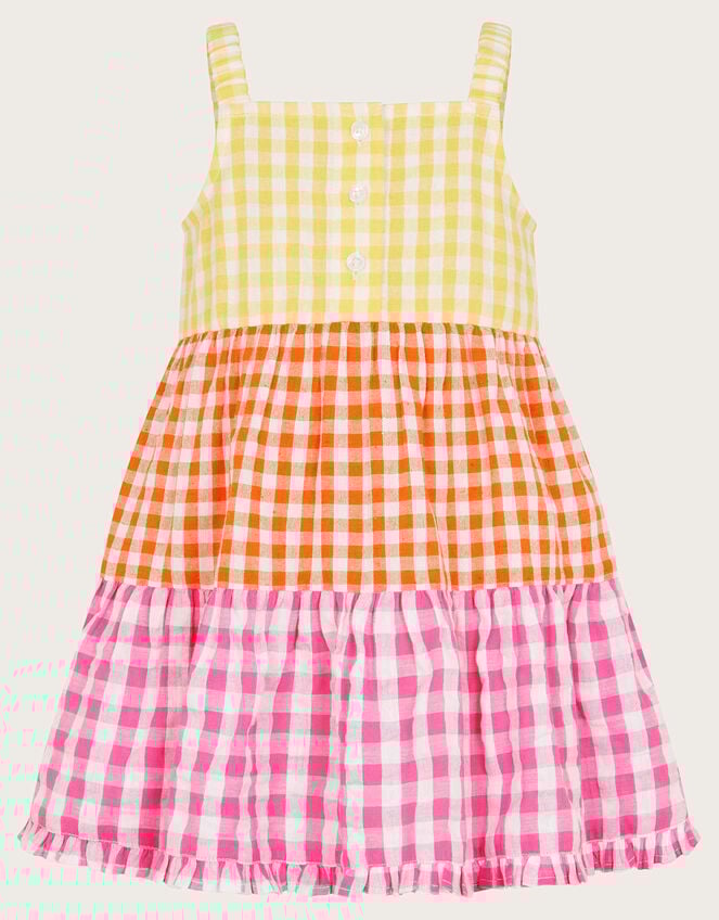 Baby Gingham Colour Block Dress, Multi (MULTI), large