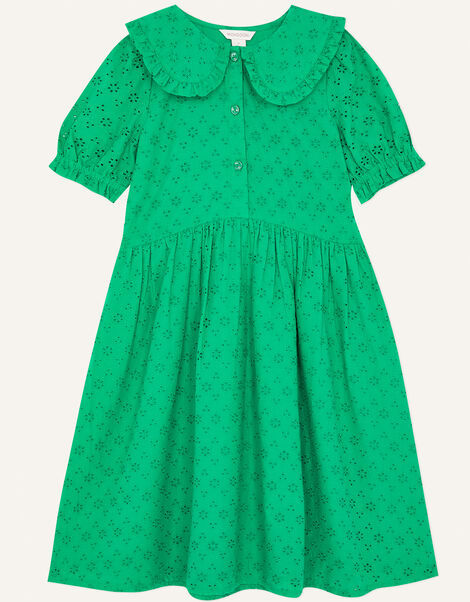 Broderie Collar Dress Green, Green (GREEN), large