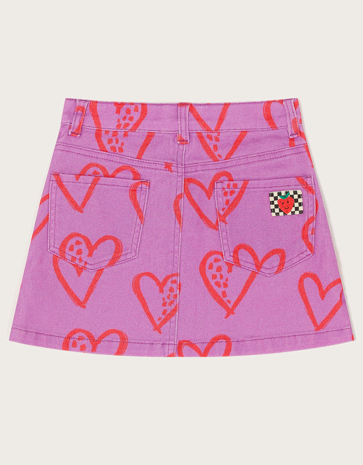 Heart Print Denim Skirt Purple | Girls' Skirts | Monsoon Global.