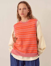 East Becky Alpaca and Cashmere Fairisle Tank, Orange (ORANGE), large