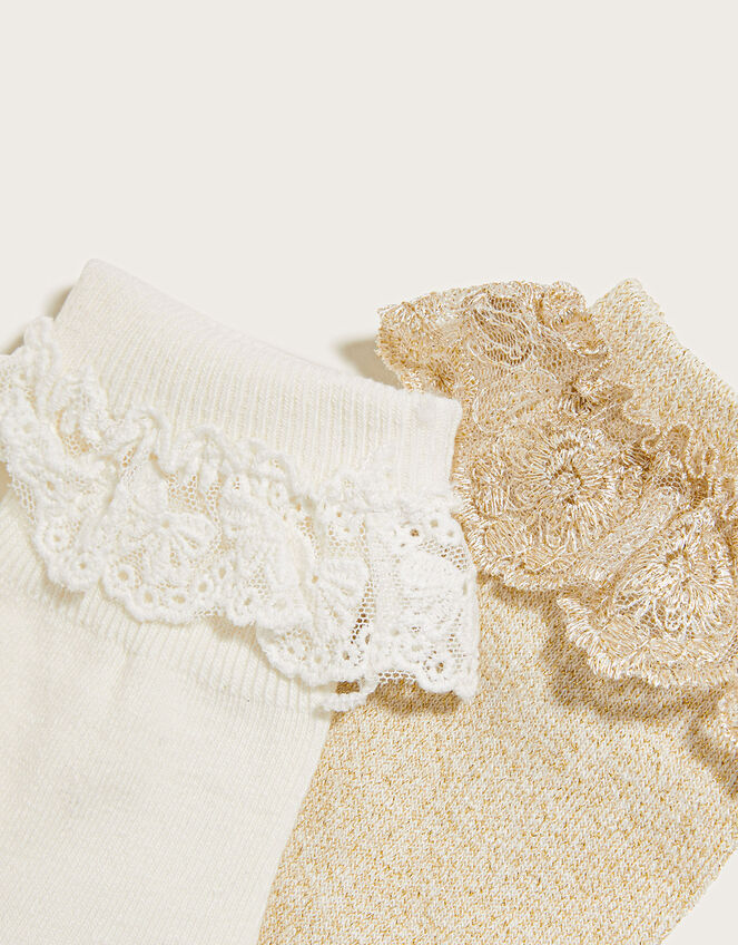 Lace Trim Sock Twinset Gold Girls' Tights & Socks Monsoon Global.