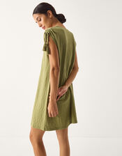 Julie Embroidered Mini Kaftan Dress, Green (KHAKI), large