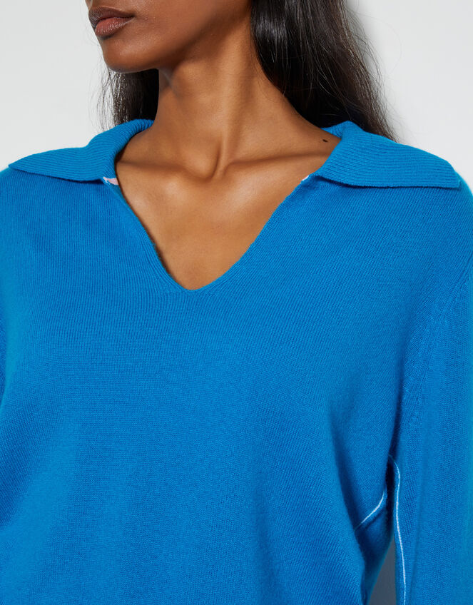 Cara Collar Cashmere Sweater, Blue (BLUE), large