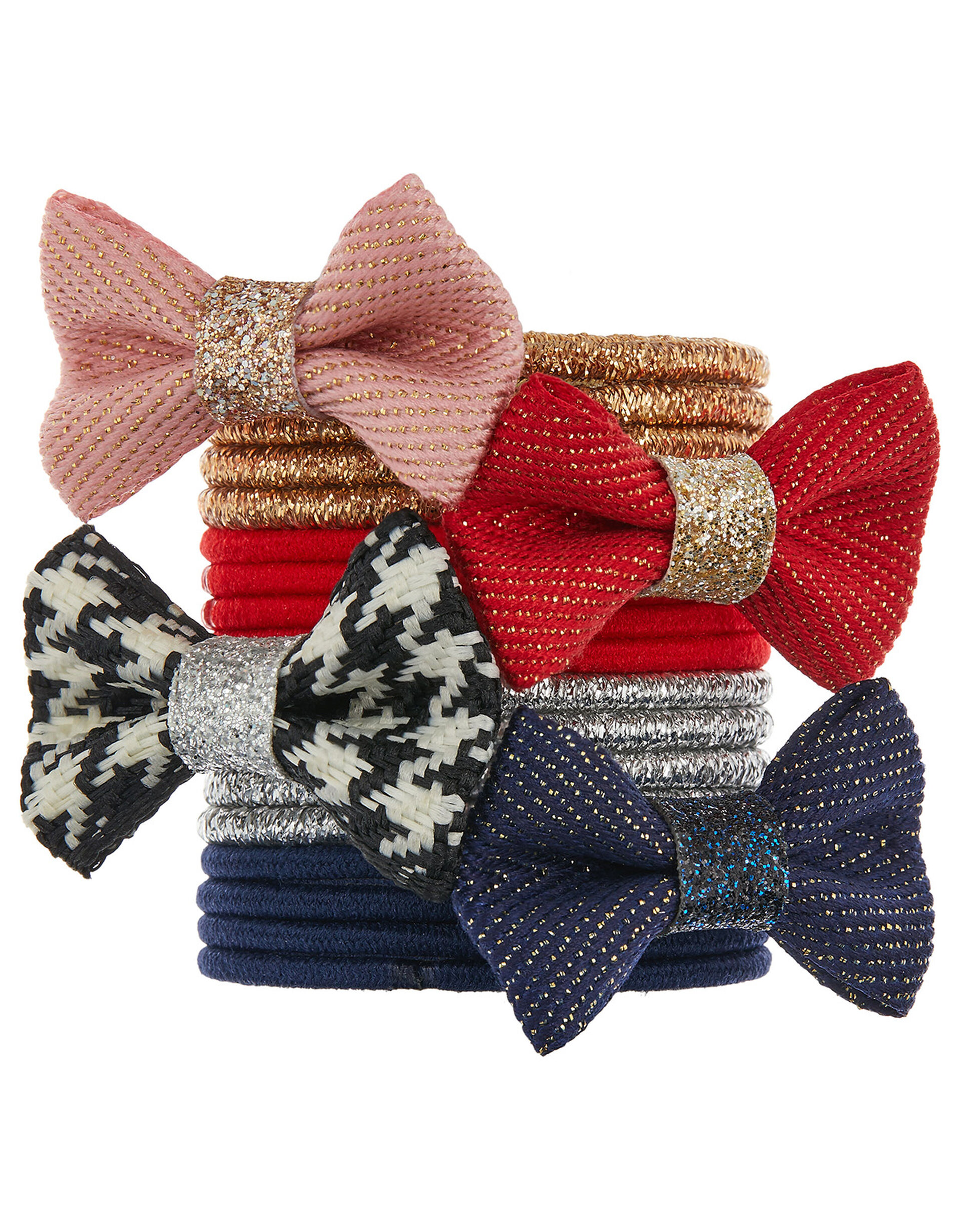 Glitter Bow School Hair Band Multipack, , large