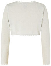 Niamh Shimmer Crop Cardigan, Silver (SILVER), large