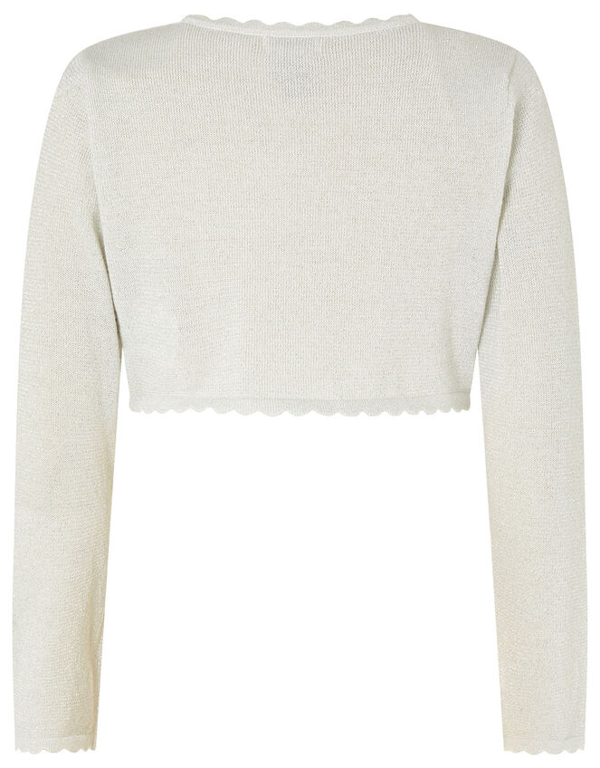 Niamh Shimmer Crop Cardigan, Silver (SILVER), large