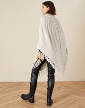 Tassel Cable Knit Poncho , , large
