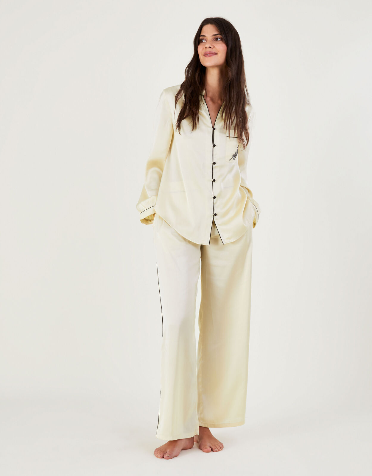 Cream silk pyjamas sales