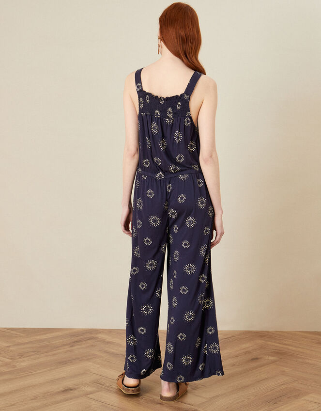 Sunburst Print Jumpsuit in LENZING™ ECOVERO™, Blue (NAVY), large