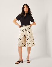 Isabel Polka Dot Longline Shorts, Ivory (IVORY), large