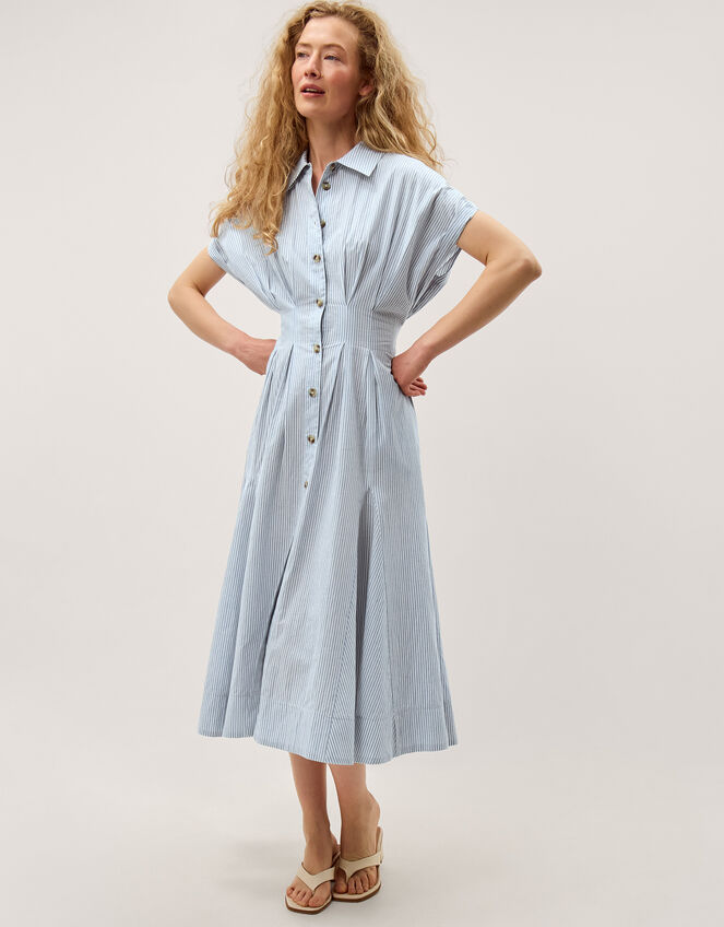 Dory Stripe Midi Shirt Dress, Blue (BLUE), large