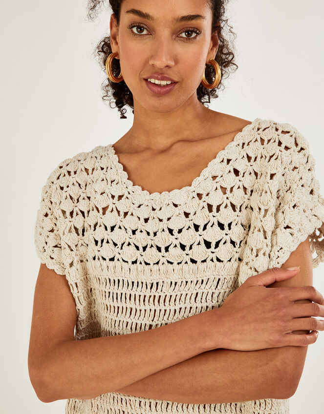 Crochet Tunic Dress, Ivory (IVORY), large