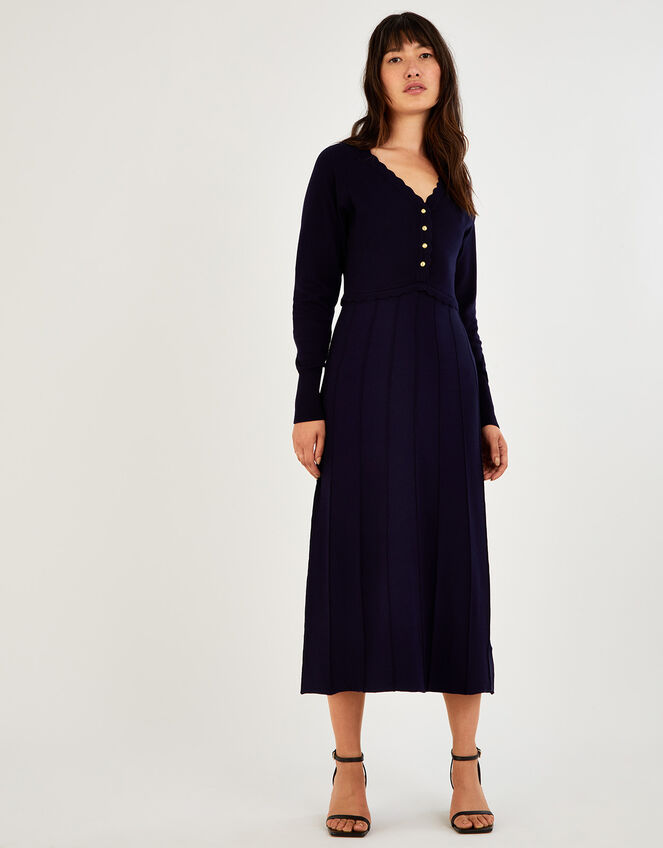 Knit Midi Dress with LENZING™ ECOVERO™, Blue (NAVY), large