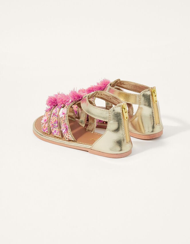 Bright Beaded Tassel Sandals, Multi (MULTI), large