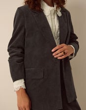 Nia Single Breasted Corduroy Blazer, Grey (GREY), large