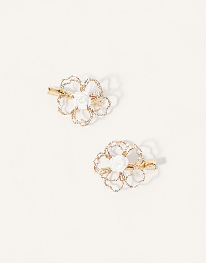 Wire Flower Rose Hair Clip Twinset, , large