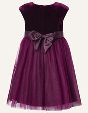 Baby Floral Velvet Dress, Red (BURGUNDY), large