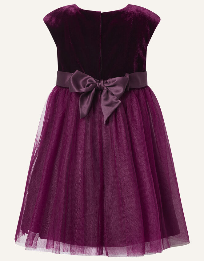 Baby Floral Velvet Dress, Red (BURGUNDY), large