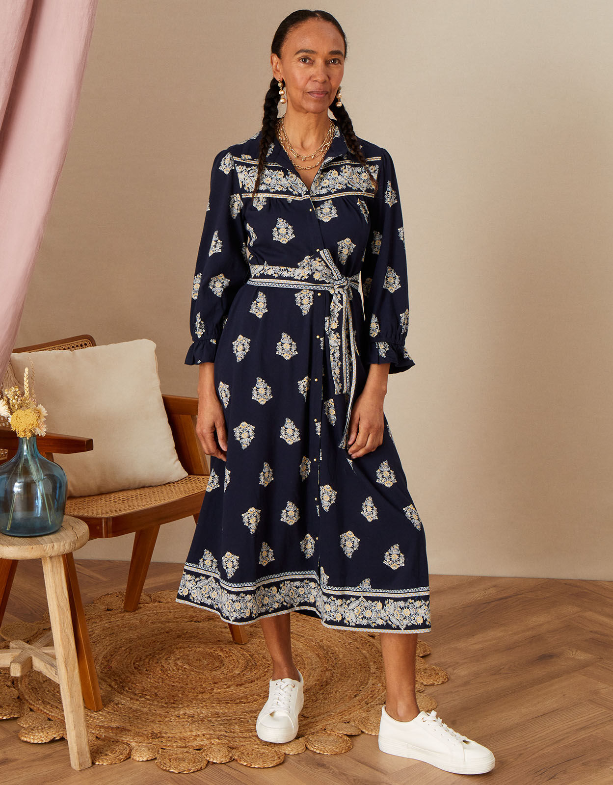 Monsoon blue shirt dress top