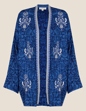 ARTISAN STUDIO Floral Batik Short Kimono, Blue (NAVY), large