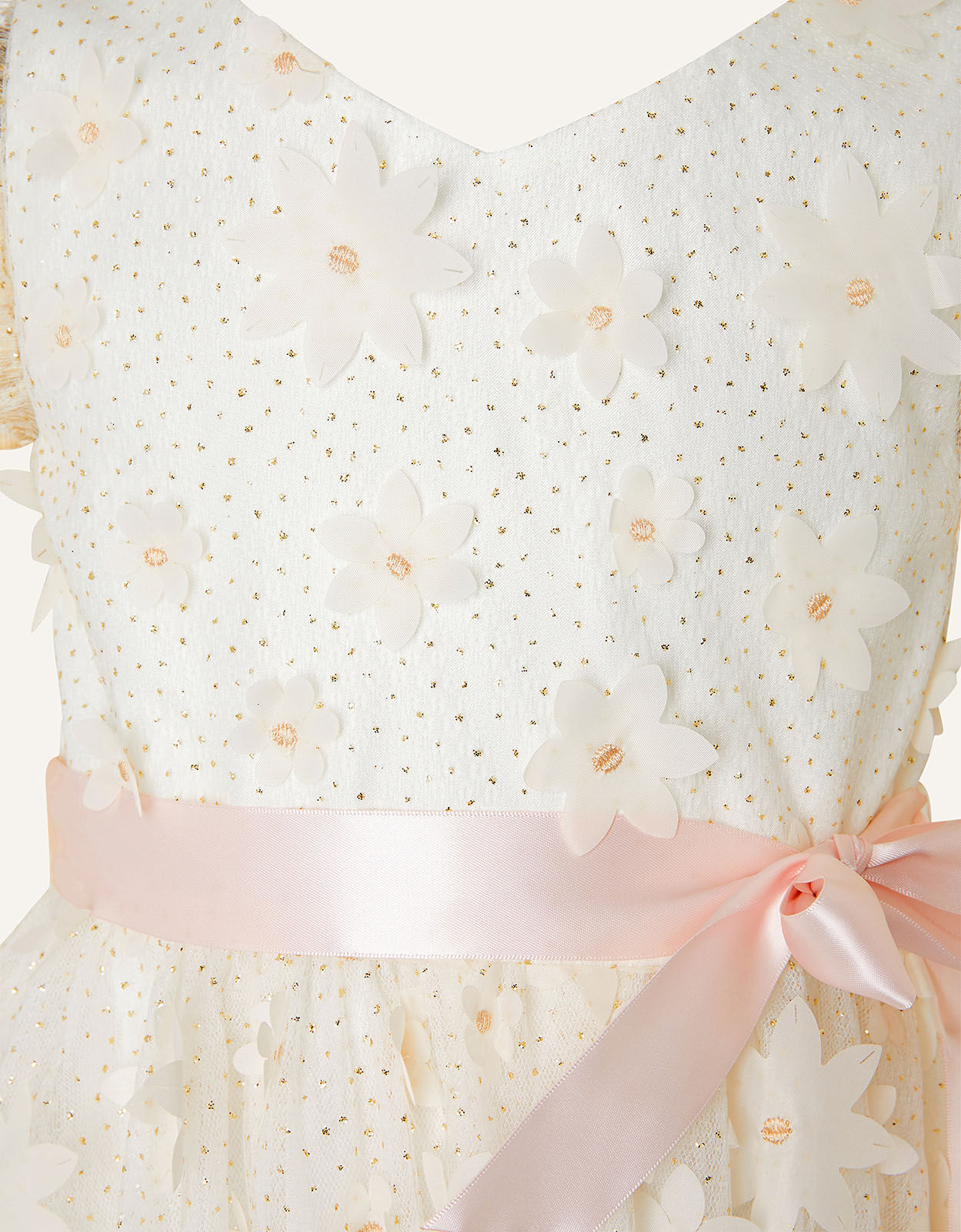 Sweet Petal 3D Hanky Hem Dress Ivory Girls Dresses Monsoon ROI