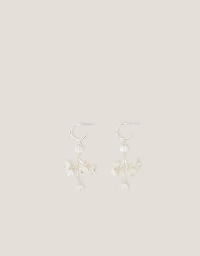 Diamant&eacute; Flower Hoop Drop Earrings, , large