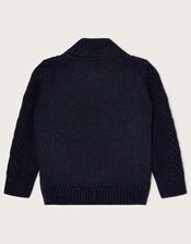 Button Shawl Collar Jumper, Blue (NAVY), large