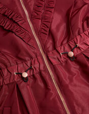 Lightweight Frill Raincoat, Red (BURGUNDY), large