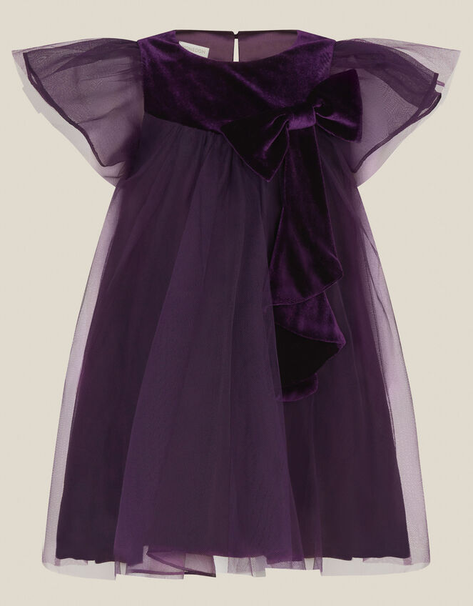 Baby Winnie Velvet Bow Party Dress, Purple (PURPLE), large