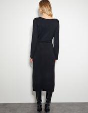 Ciara Button Midi Sweater Dress, Black (BLACK), large