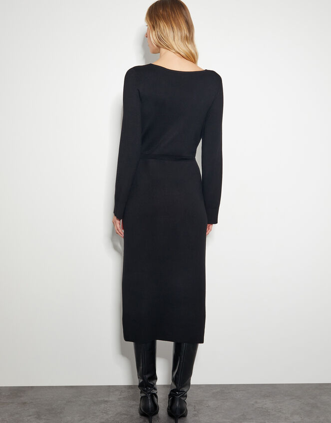 Ciara Button Midi Sweater Dress, Black (BLACK), large