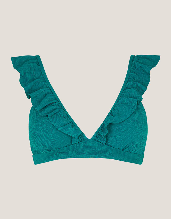 Mia Textured Frill Bikini Top, Teal (TEAL), large
