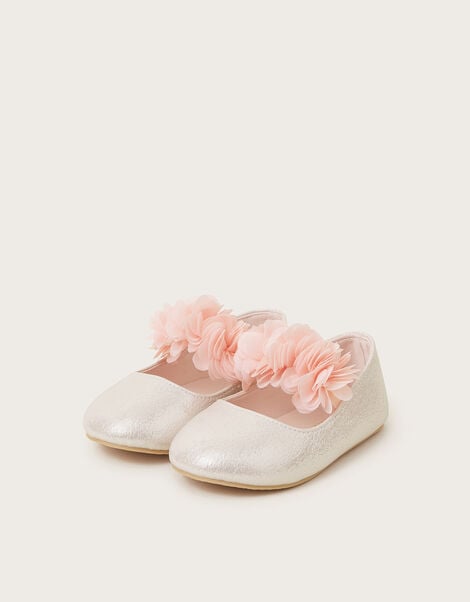 Corsage Metallic Faux Leather Ballet Flats, Pink (PINK), large