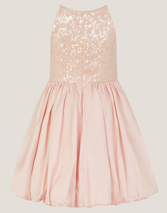Sequin Bubble Hem Party Dress, Pink (PALE PINK), large