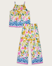 Lemon Print Cami Top & Trousers Set, Yellow (YELLOW), large