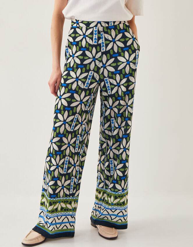 Nikita Floral Jersey Wide Leg Pants, Black (BLACK), large