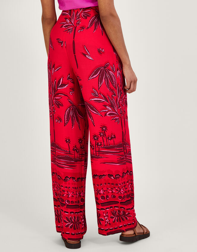 Pedra Palm Print Trousers, Red (RED), large