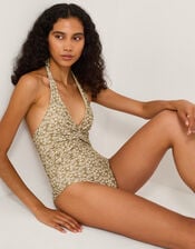 Alba Floral Print Swimsuit, Green (KHAKI), large