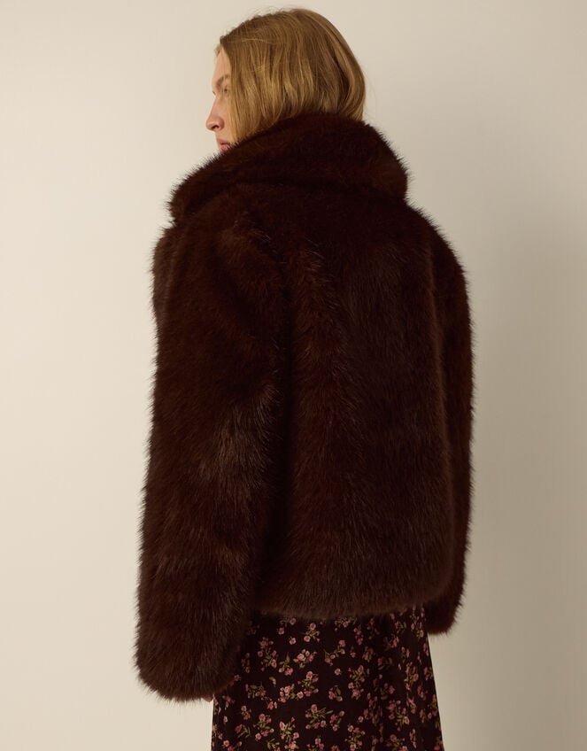 Monsoon x Queens of Archive Betty Short Faux Fur Coat​, Brown (BROWN), large