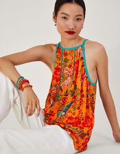 Palm Print Cami , Orange (ORANGE), large