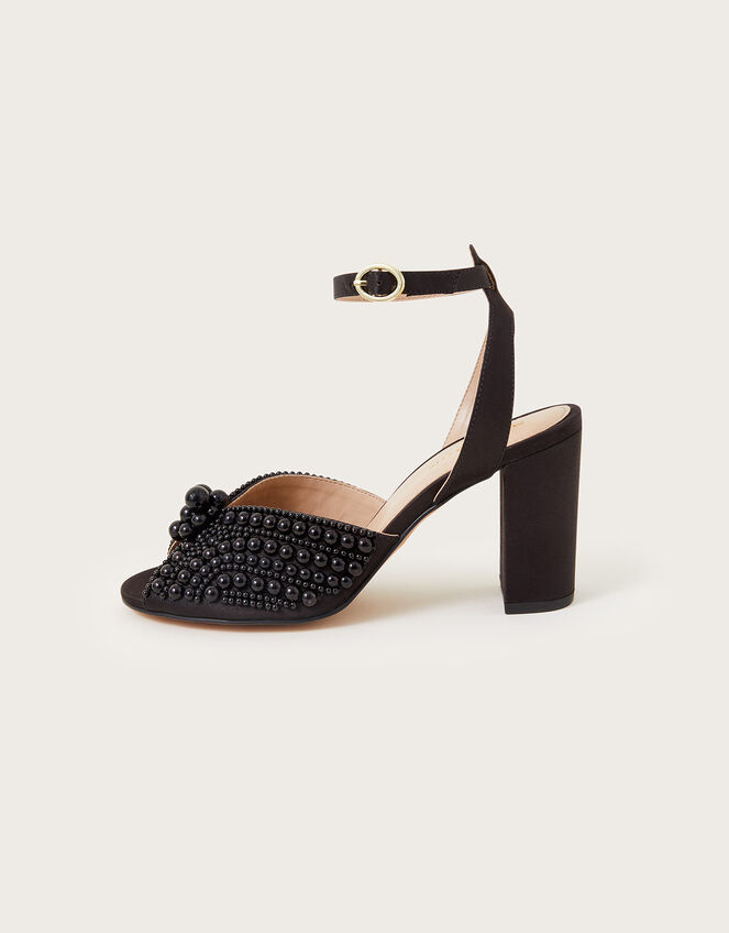 Pearl Block Heeled Sandals, Black (BLACK), large