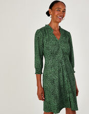 Animal Smock Dress with Recycled Polyester, Green (GREEN), large