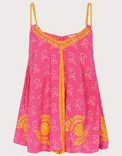 Print Woven Strap Cami Top in LENZING™ ECOVERO™, Pink (PINK), large